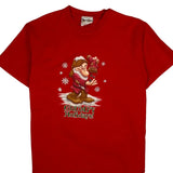 Grumpy Disney Christmas T-Shirt - Medium Red Cotton