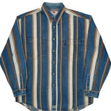 Levis Striped Denim Shirt - Large Blue Cotton