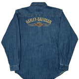 American Legend Harley Davidson Denim Shirt - Large Blue Cotton
