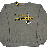 Green Bay Packers Logo Athletics Football Striped Sweatshirt - Large Gray Cotton Blend