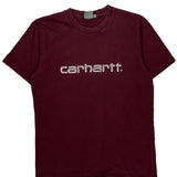 Carhartt Spellout T-Shirt - Small Burgundy Cotton