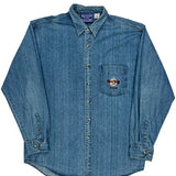 Hard Rock Cafe Graphic Denim Shirt - Large Blue Cotton