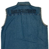 Genuine Motorclothes Harley Davidson Denim Vest - XL Blue Cotton