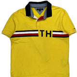 Tommy Hilfiger Striped Polo Shirt - Medium Yellow Cotton