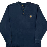 Carhartt Long Sleeve T-Shirt - Large Blue Cotton
