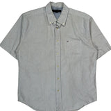 Tommy Hilfiger Striped Short Sleeve Shirt - Medium Blue Cotton