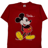 Mickey Mouse Jerzees Single Stitch T-Shirt - Medium Red Cotton Blend