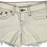 True Religion Mini Denim Shorts - 28W US 2 White Cotton