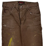Tough Duck Double Knee Carpenter Trousers - 34W 32L Brown Cotton