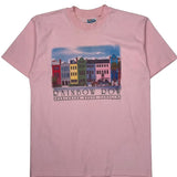 Rainbow Row Charleston South Carolina Hanes Single Stitch T-Shirt - Large Pink Cotton Blend