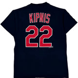 Indians Majestic Mlb T-Shirt - Medium Navy Cotton