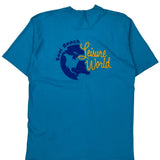 Single Stitch Fruit Of The Loom Graphic T-Shirt - Large Blue Cotton