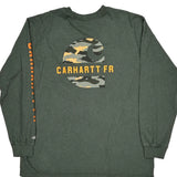 Loose Fit Carhartt Graphic Long Sleeve T-Shirt - XL Green Cotton