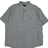 Monroe Ralph Lauren Checked Short Sleeve Shirt - XL Blue Cotton