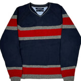 Tommy Hilfiger Striped Sweater - Large Gray Cotton