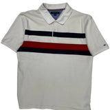 Tommy Hilfiger Striped Polo Shirt - XL White Cotton