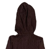 Ralph Lauren Sport Cable Knit Hoodie - Small Brown Cotton