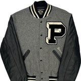 Paxton Perry Track Speech Holloway College Varsity Jacket - Small Black Leather