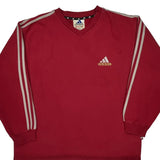 Adidas Striped Sweatshirt - Large Red Cotton Blend