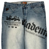 Trans Atlantic Taskforce Akademiks Graphic Jeans - 36W 30L Light Wash Denim