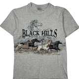 Black Hills South Dakota Anvil Single Stitch T-Shirt - Small Grey Cotton