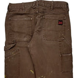 Tough Duck Double Knee Carpenter Trousers - 34W 32L Brown Cotton