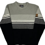 Southpole Striped Sweater - Medium Black Cotton