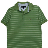 Tommy Hilfiger Striped Polo Shirt - Small Green Cotton