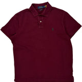 Polo By Ralph Lauren Slim Fit Polo Shirt - Large Burgundy Cotton