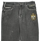 Anchor Embroidery Coogi Wide Leg Graphic Jeans - 36W 30L Gray Cotton