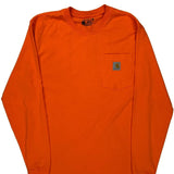 Loose Fit Carhartt Long Sleeve T-Shirt - Small Orange Cotton