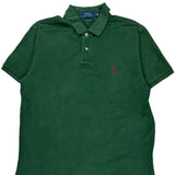 Polo By Ralph Lauren Slim Fit Polo Shirt - Large Green Cotton