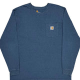 Carhartt Long Sleeve T-Shirt - XL Blue Cotton