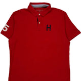 Number 85 On Sleeve Tommy Hilfiger Polo Shirt - Large Red Cotton