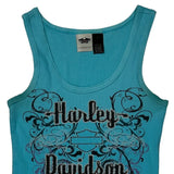 Harley Davidson Graphic Tank Top - Large Blue Cotton