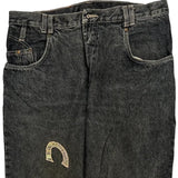 Embroidered Brand Name On Leg Capito Graphic Jeans - 35W 30L Grey Denim