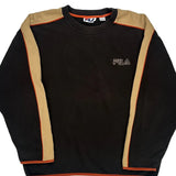 Fila Contrast Stitch Sweatshirt - Large Orange Cotton