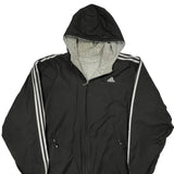 Adidas Striped Windbreaker - XL Black Polyester
