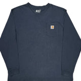 Carhartt Long Sleeve T-Shirt - 2XL Navy Cotton