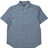 Age 10-12 Ralph Lauren Short Sleeve Shirt - Medium Blue Cotton