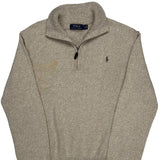 Polo By Ralph Lauren 1/4 Zip - Large Beige Wool Blend