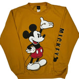 Mickey Mouse Disney Cartoon Sweatshirt - Large Yellow Polyester Blend