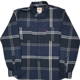 Levis Checked Flannel Shirt - XL Gray Cotton