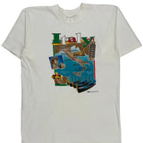 Single Stitch Italy Unbranded Graphic T-Shirt - Medium White Cotton