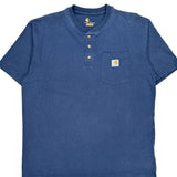 Carhartt Henley Shirt - Large Blue Cotton