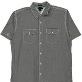 Trim Fit Tommy Hilfiger Checked Short Sleeve Shirt - Medium Black & White Cotton