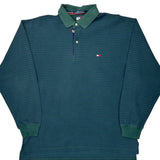 Tommy Hilfiger Striped Long Sleeve Polo Shirt - Large Green Cotton