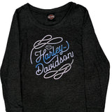 Minuteman Harley Davidson Graphic Long Sleeve T-Shirt - Medium Blue Cotton Blend