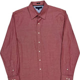 Tommy Hilfiger Slim Fit Shirt - Large Red Cotton