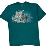 Single Stitch Wolves Graphic Harlequin Nature T-Shirt - XL Green Cotton Blend